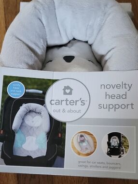 carter's Light Gray and Cream Plush Novelty Head Support